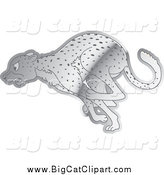 Big Cat Cartoon Vector Clipart of a Shiny Silver Running Cheetah by Lal Perera