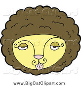 Big Cat Cartoon Vector Clipart of a Silly Male Lion Face by Lineartestpilot