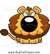 Big Cat Cartoon Vector Clipart of a Sitting Evil Lion by Cory Thoman