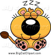 Big Cat Cartoon Vector Clipart of a Sleeping Lioness by Cory Thoman