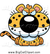 Big Cat Cartoon Vector Clipart of a Sly Leopard Cub by Cory Thoman