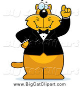 Big Cat Cartoon Vector Clipart of a Smart Ginger Cat Wearing a Tuxedo by Cory Thoman