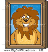 Big Cat Cartoon Vector Clipart of a Smiling Lion Character Mascot Portrait by Mascot Junction