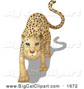 Big Cat Cartoon Vector Clipart of a Stalking Leopard by