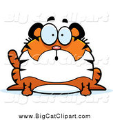 Big Cat Cartoon Vector Clipart of a Surprised Chubby Tiger Sitting by Cory Thoman