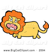 Big Cat Cartoon Vector Clipart of a Surprised Male Lion by Lineartestpilot