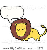 Big Cat Cartoon Vector Clipart of a Talking Bashful Male Lion by Lineartestpilot