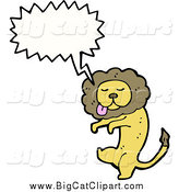 Big Cat Cartoon Vector Clipart of a Talking Goofy Lion by Lineartestpilot