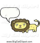 Big Cat Cartoon Vector Clipart of a Talking Happy Lion by Lineartestpilot