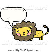 Big Cat Cartoon Vector Clipart of a Talking Lion with Blushing Cheeks by Lineartestpilot