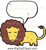Big Cat Cartoon Vector Clipart of a Talking Male Lion by Lineartestpilot