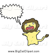Big Cat Cartoon Vector Clipart of a Talking Scared Lion by Lineartestpilot