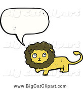 Big Cat Cartoon Vector Clipart of a Talking Thinking Lion by Lineartestpilot