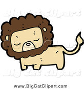 Big Cat Cartoon Vector Clipart of a Tan and Brown Lion by Lineartestpilot