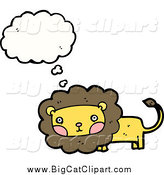 Big Cat Cartoon Vector Clipart of a Thinking and Blushing Male Lion by Lineartestpilot