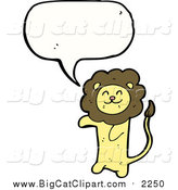 Big Cat Cartoon Vector Clipart of a Thinking Happy Yellow and Brown Lion by Lineartestpilot