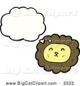 Big Cat Cartoon Vector Clipart of a Thinking Lion by Lineartestpilot