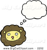 Big Cat Cartoon Vector Clipart of a Thinking Male Lion by Lineartestpilot