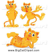 Big Cat Cartoon Vector Clipart of a Tiger in Different Poses by