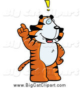 Big Cat Cartoon Vector Clipart of a Tiger with an Idea by Cory Thoman