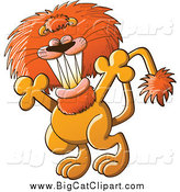 Big Cat Cartoon Vector Clipart of a Welcoming Lion with Open Arms by Zooco