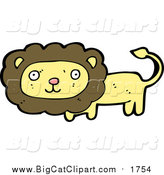 Big Cat Cartoon Vector Clipart of a Wild Lion in Brown and Yellow by Lineartestpilot