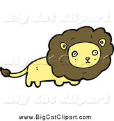 Big Cat Cartoon Vector Clipart of a Yellow Male Lion by Lineartestpilot