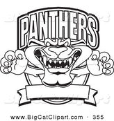 Big Cat Cartoon Vector Clipart of an Outline Design of a Panther Character Mascot Logo by Mascot Junction