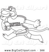 Big Cat Cartoon Vector Clipart of an Outline Design of a Panther Character Mascot Playing American Football by Toons4Biz