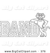 Big Cat Cartoon Vector Clipart of an Outline Design of a Panther Character Mascot with Band Text by Mascot Junction