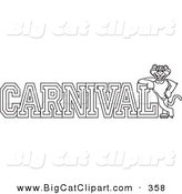 Big Cat Cartoon Vector Clipart of an Outline Design of a Panther Character Mascot with Carnival Text by Mascot Junction