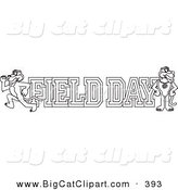 Big Cat Cartoon Vector Clipart of an Outline Design of a Panther Character Mascot with Field Day Text by Mascot Junction