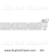 Big Cat Cartoon Vector Clipart of an Outline Design of a Panther Character Mascot with Homecoming Text by Mascot Junction
