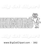Big Cat Cartoon Vector Clipart of an Outline Design of a Panther Character Mascot with Honors Text by Mascot Junction