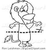 Big Cat Cartoon Vector Clipart of an Outlined Coupon Dotted Lion over a Lion by Toonaday