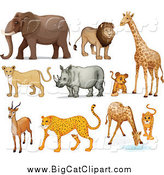 Big Cat Cartoon Vector Clipart of Lions, and African Zoo Animals by Graphics RF