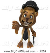 Big Cat Clipart of a 3d Lion Englishman Holding a Thumb down by