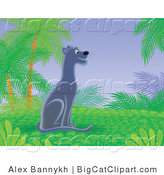 Big Cat Clipart of a Black Panther in a Tropical Jungle by Alex Bannykh
