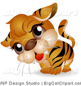 Big Cat Clipart of a Curious Tiger Cub Tilting Its Head by BNP Design Studio