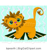 Big Cat Clipart of a Cute Lion on Planks by