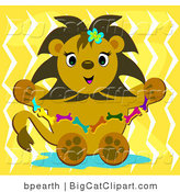 Big Cat Clipart of a Cute Lion with a Bone Necklace by