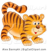 Big Cat Clipart of a Frisky Tiger Cub Ready to Pounce by Alex Bannykh