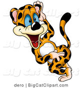 Big Cat Clipart of a Goofy Leopard Dancing by Dero