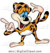 Big Cat Clipart of a Goofy Leopard Pointing by Dero