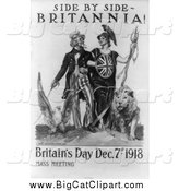 Big Cat Clipart of a Grayscale Uncle Sam - Side by Side - Britannia by JVPD