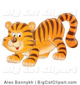 Big Cat Clipart of a Happy Playful Tiger Cub by Alex Bannykh