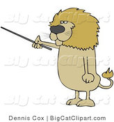 Big Cat Clipart of a Male Lion Standing up on His Hind Legs and Using a Pointer Stick by Djart