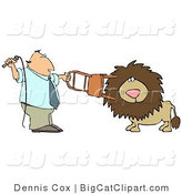 Big Cat Clipart of a Male Lion Trainer Holding a Chair and Whip While Training the Cat by Djart