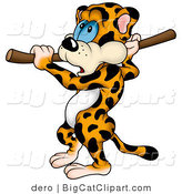 Big Cat Clipart of a Nervous Leopard with a Pole Vault by Dero