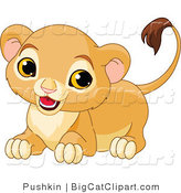 Big Cat Clipart of a Playful Lion Cub by Pushkin